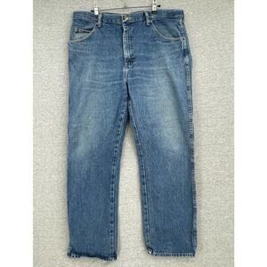 Wrangler Jeans Mens 38 x 30 Blue Denim Regular Fit Straight Leg Western Cowboy